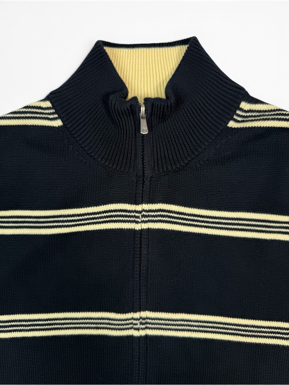 Brooks Brothers Men’s Striped Black Crewneck Zip Sweater Vest Medium - Picture 9 of 12